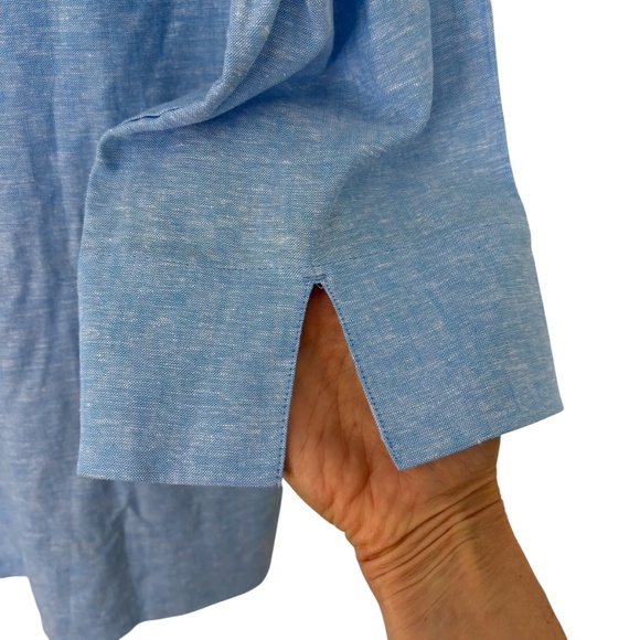 Lands' End Womens Linen Blend Tunic Top Blue‎ Coastal Lagenlook Sz Medium NWT - Picture 4 of 7